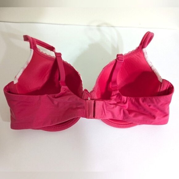 Like New VS Lined Perfect Coverage White/Hot Pink Lace 36C - Picture 3 of 5